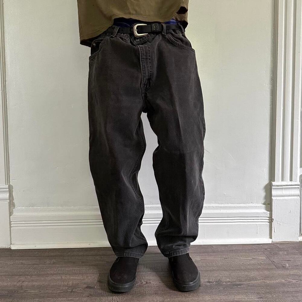 Vintage Black Faded Black Tab Levis Dark Denim Distressed Baggy Jeans